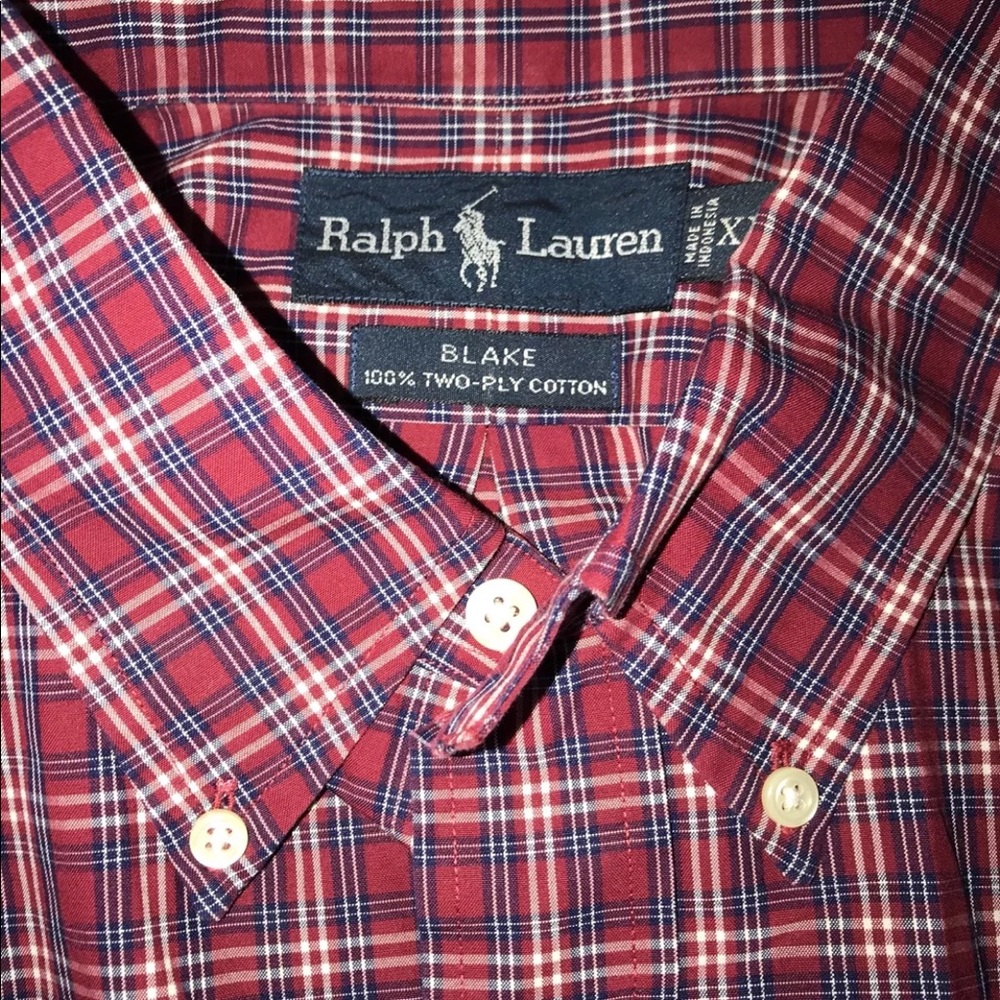 Ralph Lauren Men’s Button Oxford XL Red Plaid